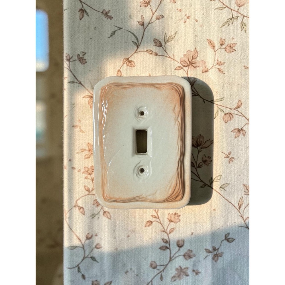 Vintage Ceramic Light Switch Cover - Hand Painted Wall Plate